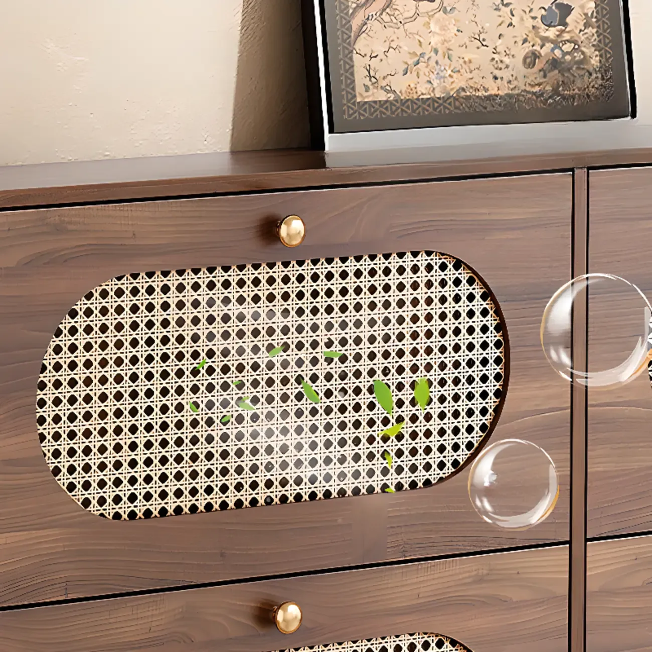 Bohemian Slim Brown Drop-Front Wood Shoe Cabinet