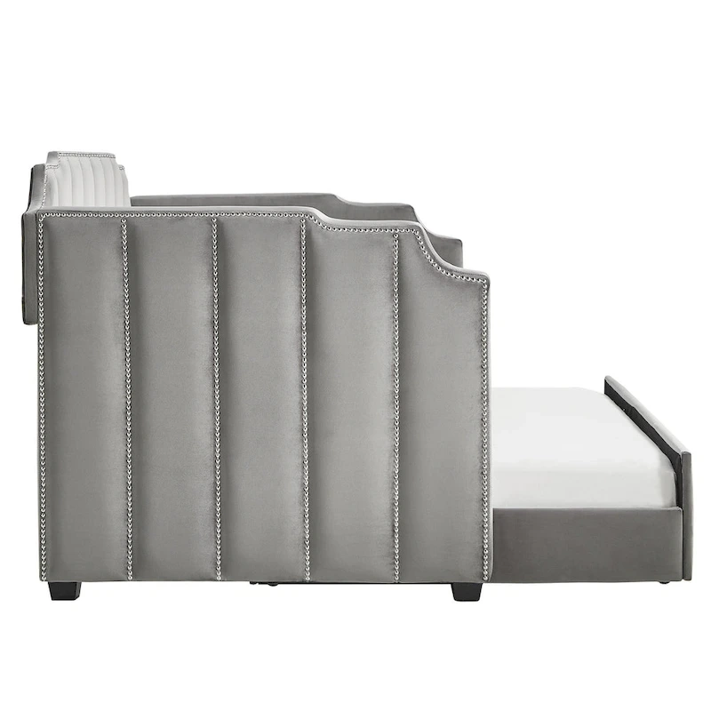 Chareau Glam Grey Velvet Daybed by iNSPIRE Q Modern