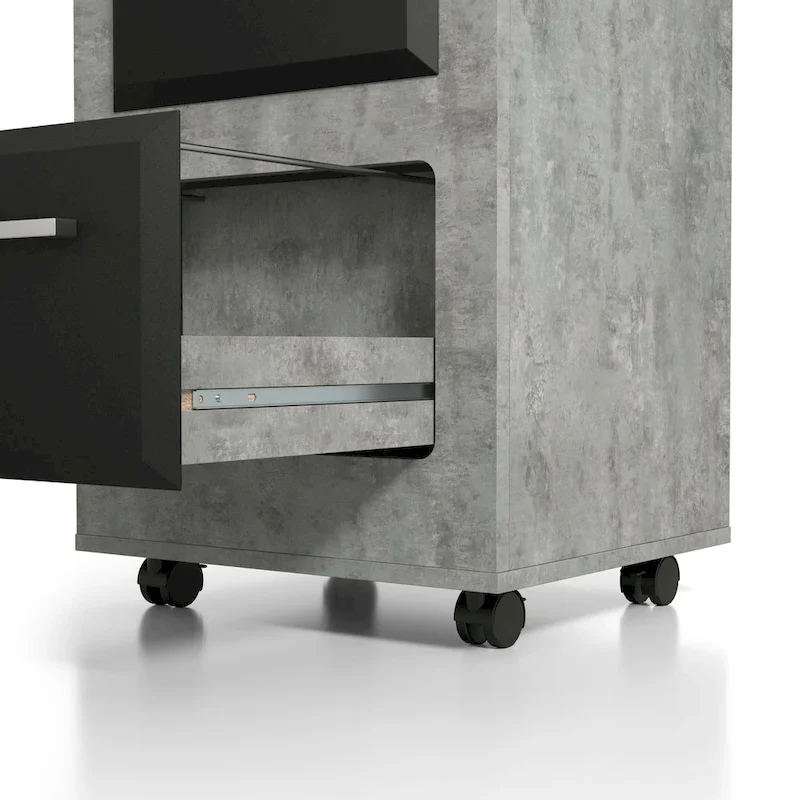 DH BASIC Urban Two-Drawer Mobile File Cabinet with Iron Bar Pulls by Denhour