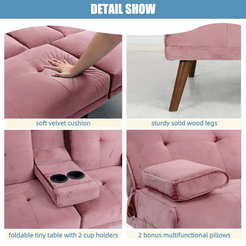 Futzca 60  Small Loveseat, 3 in 1 Cute Convertible Sofa Bed