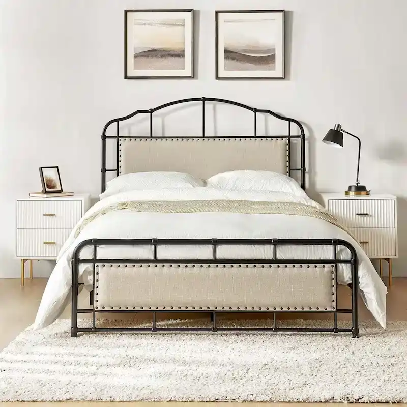 Industrial 62 High Headboard Platform Metal Bed Frame by