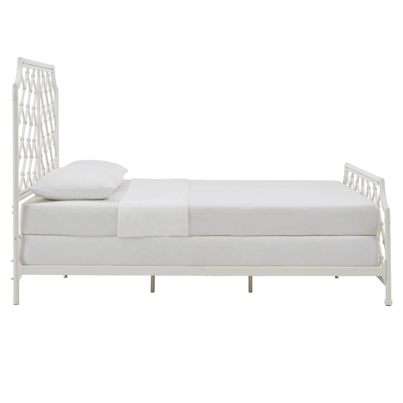 Nelle Geometric Mosaic White Metal Queen Bed by iNSPIRE Q Classic