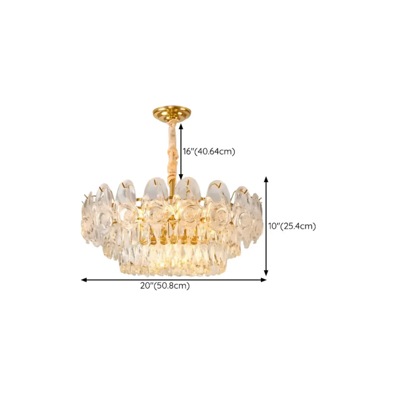Modern Luxury Gold Tiered Crystal Round Chandelier