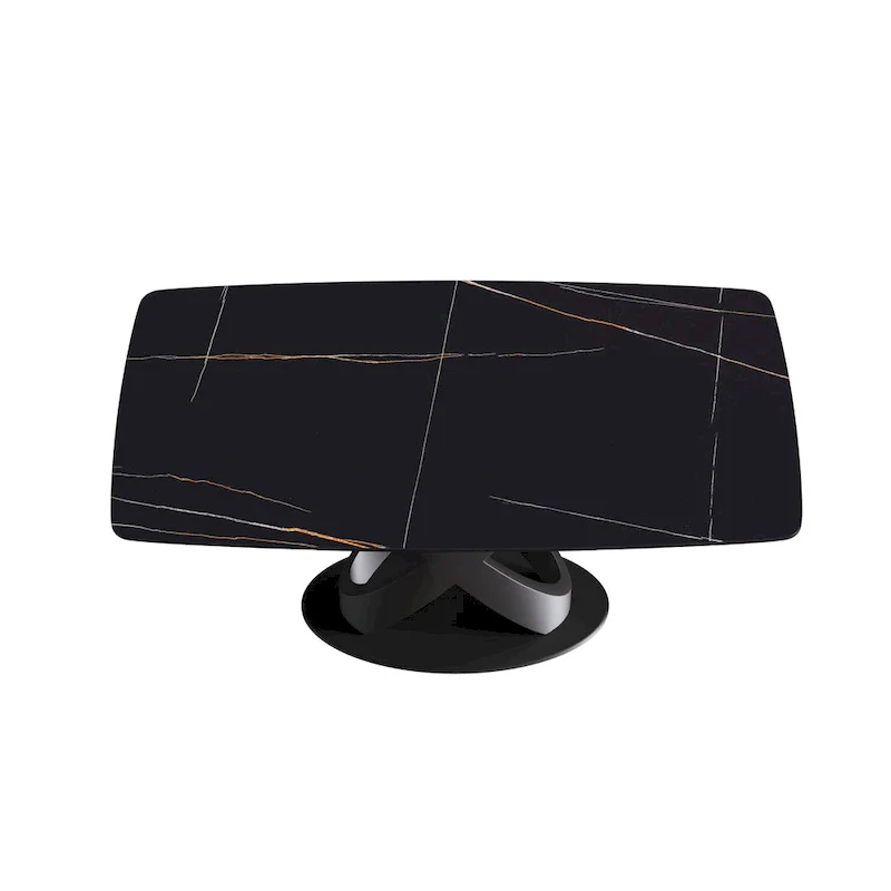 63 Modern Dining TableSintered Stone Tabletop with Black Base