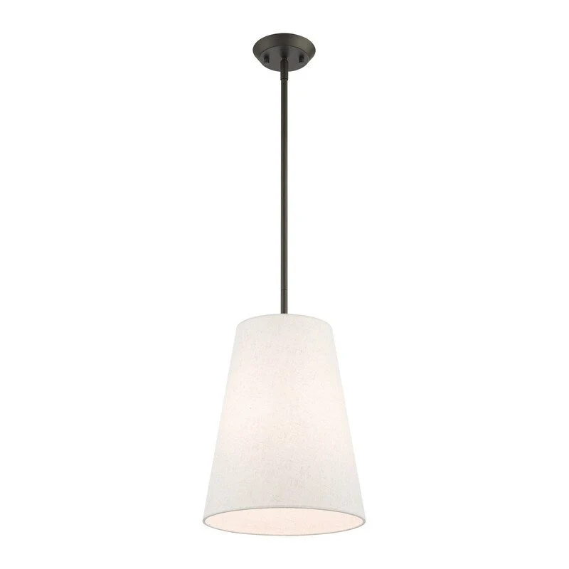 Livex Lighting 1 Light Bronze Pendant, 41387-07 - 11  Dia x 19.25  - 49.25  Adj. H