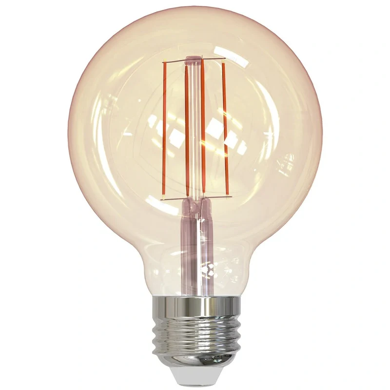Bulbrite Pack of (2) 5 Watt Dimmable Antique Filament G25 Medium (E26) LED Bulb - Amber Light