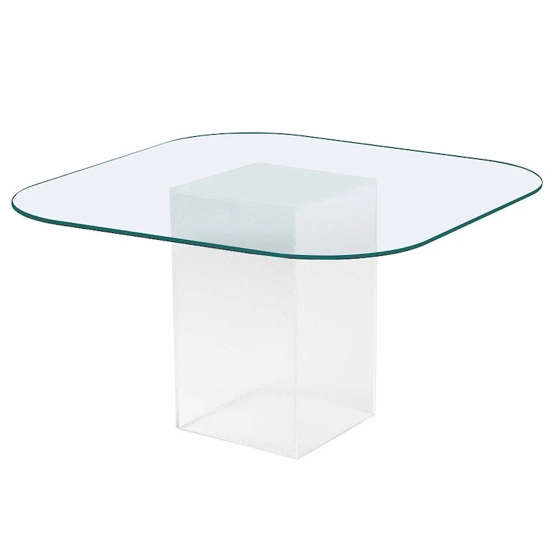 Surfboard Clear Glass Top Dining Table