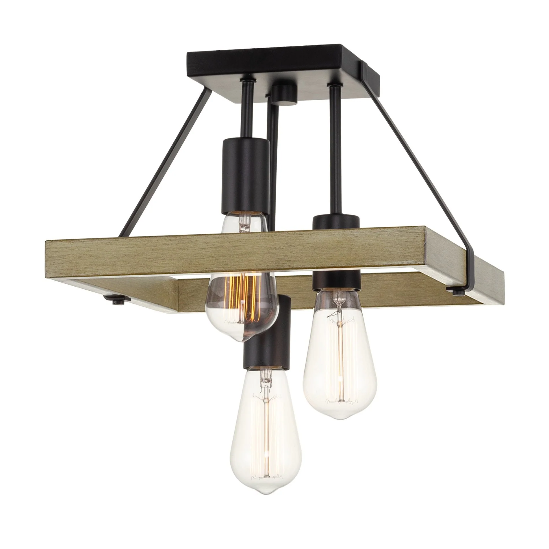 Powell 12 3-Light Rustic Farmhouse Flush Mount Ceiling Light