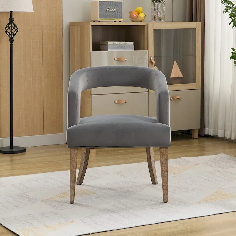 25.79  Wide Modern Barrel Open Back Upholstered Accent Chair