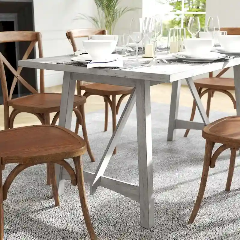 Solid Wood Commercial Grade Trestle Base Dining Table