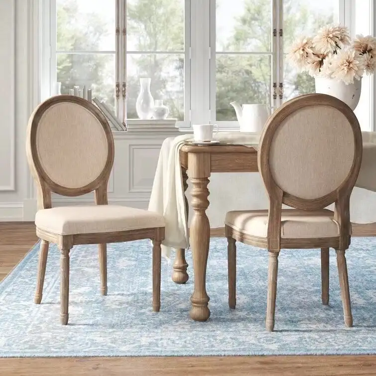 French Vintage Upholstered Dining Chair, Set of 2