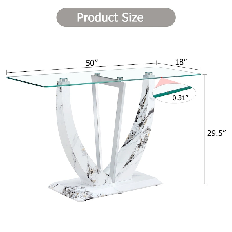 Modern and simple rectangular glass console table