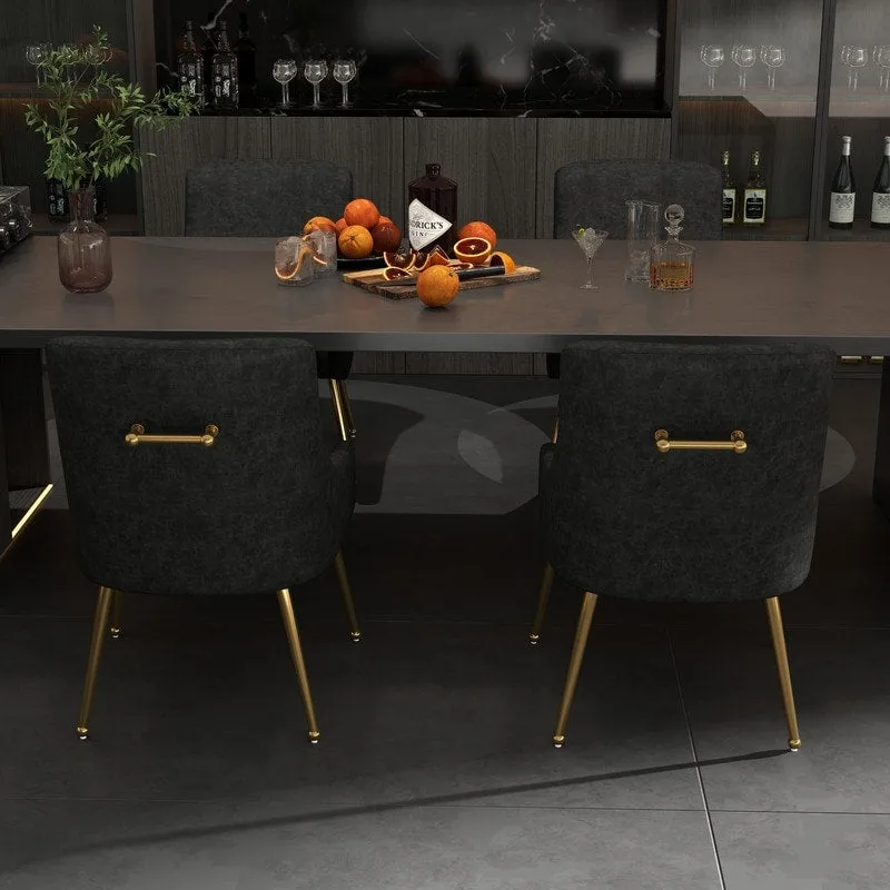 SEYNAR Modern Glam PU Leather Dining Chair or Vanity Chair Set of 4 with Rear Handle