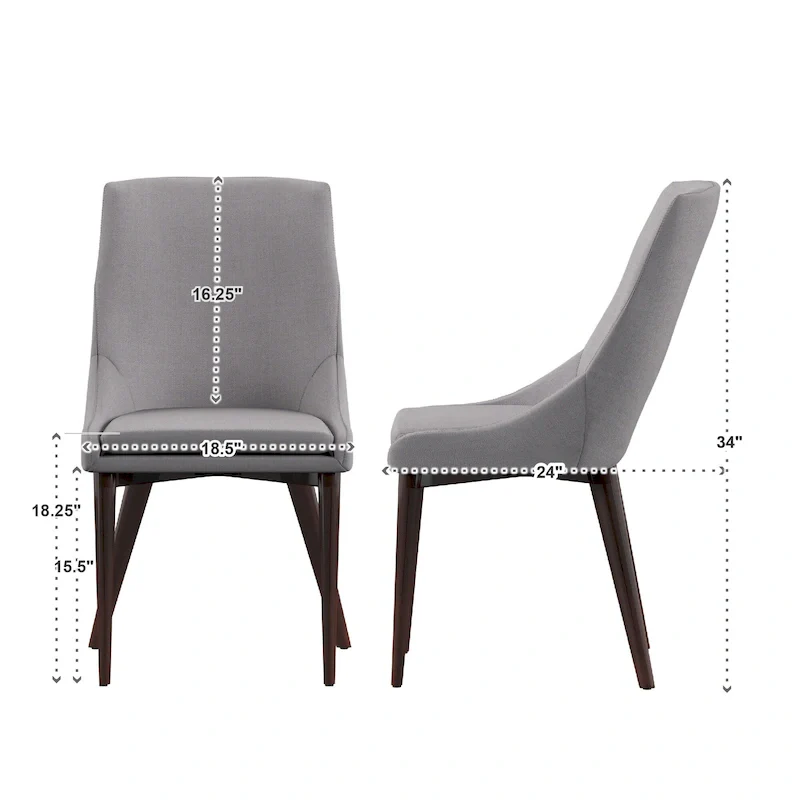 Mid-Century Barrel-Back Linen Dining Chairs with Tapered Legs – Dark Grey / Grey / White