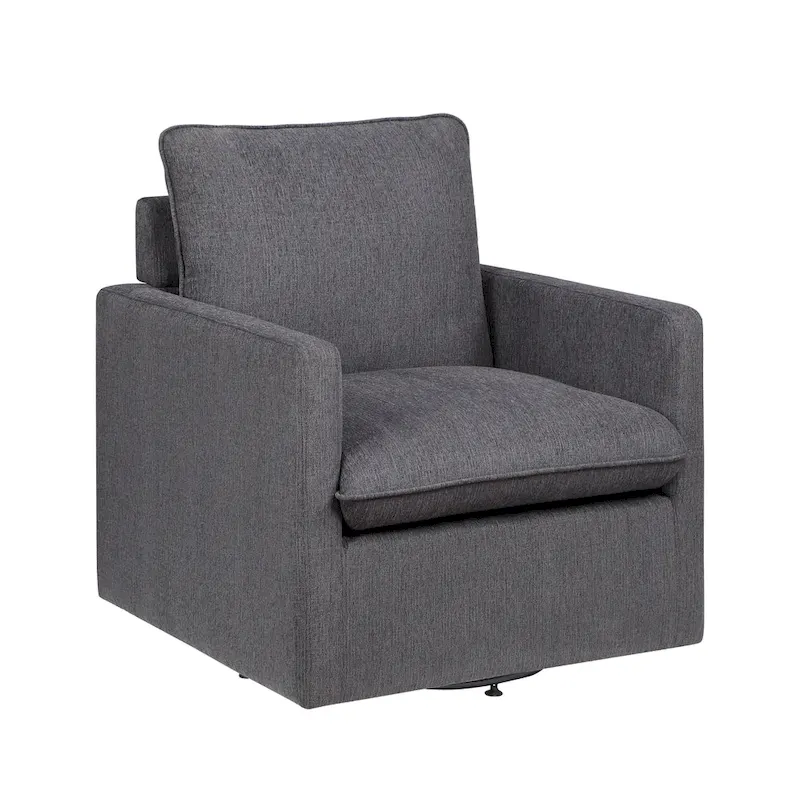 Kamile Transitional Linen Cushion Back Swivel Armchair by Furniture of America