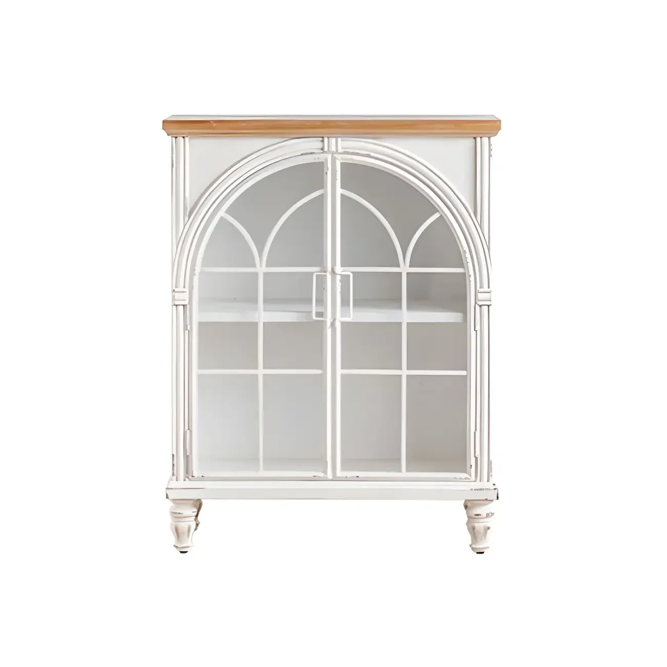 French Country Rectangular Metal Display Bookcase with Shelves