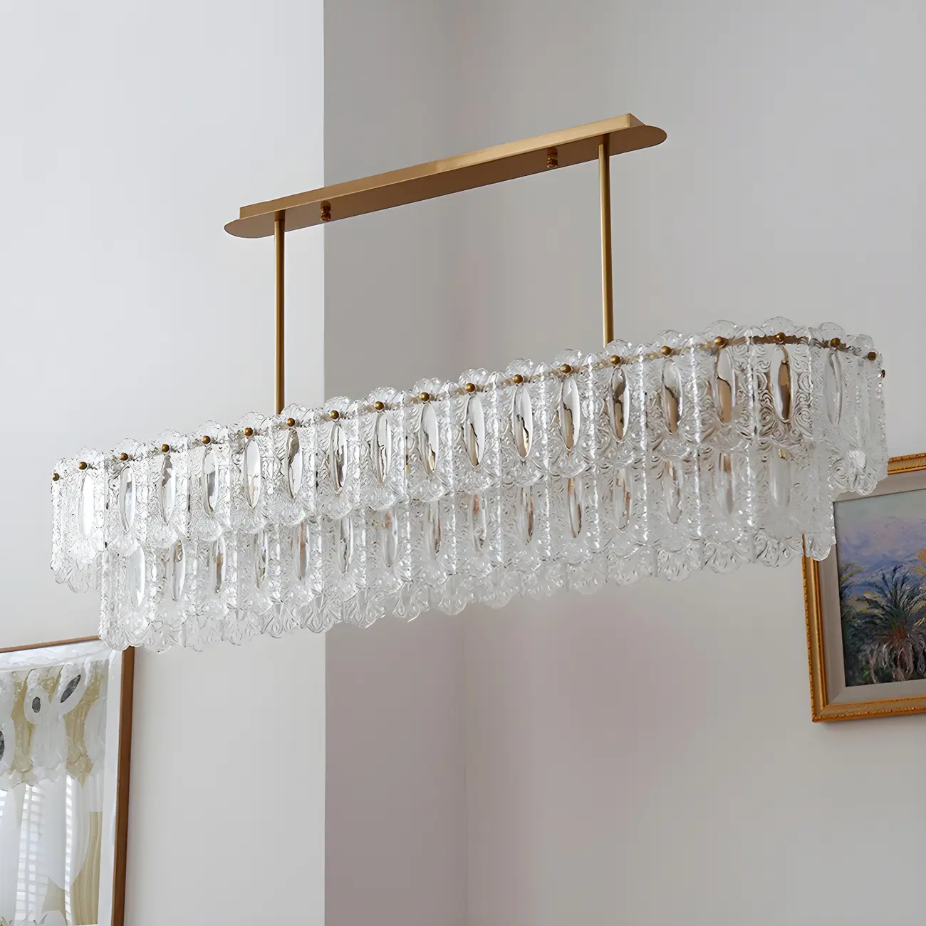 Modern Brass Glass Island Pendant Light Fixture