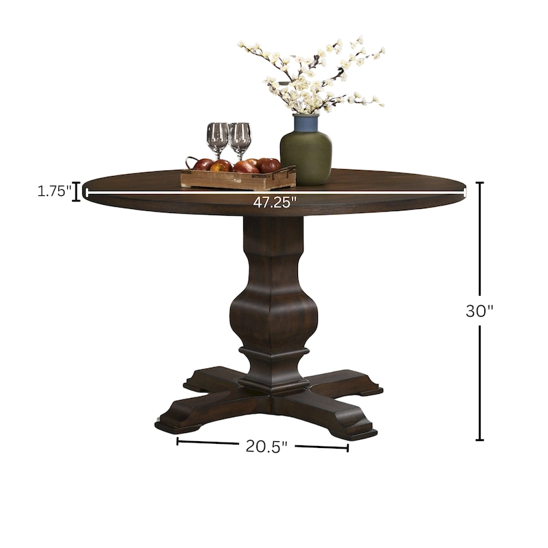 Roundhill Furniture Havre Pedestal Base Round Dining Table - N/A