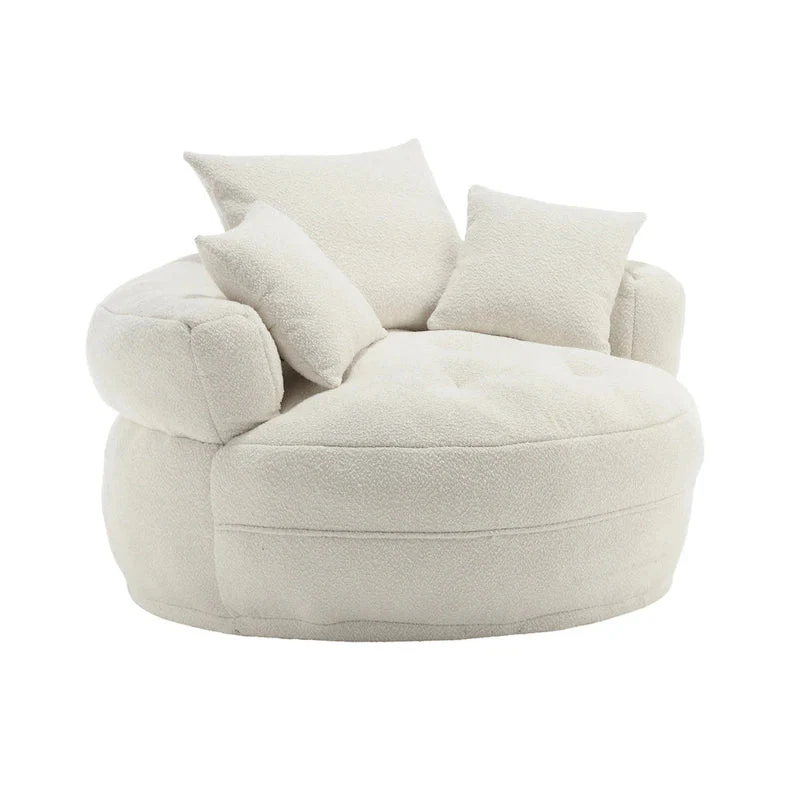 Oversized Round Fabric Lounge Chair with Curved Back