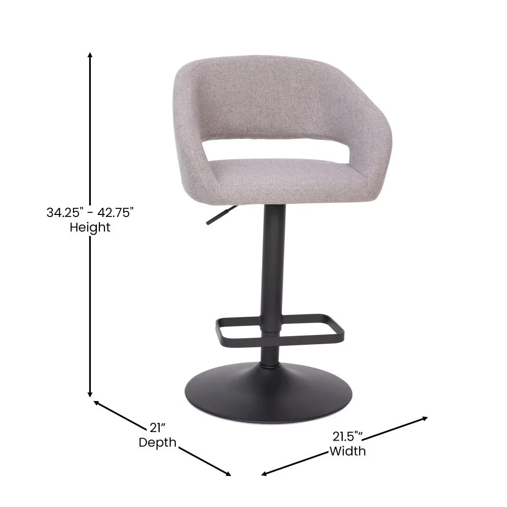 Modern Upholstered Adjustable-Height Barstool with Rounded Back