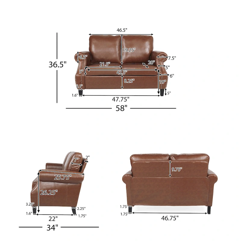 Lawton Faux Leather Loveseat with Nailhead Trim by Christopher Knight Home