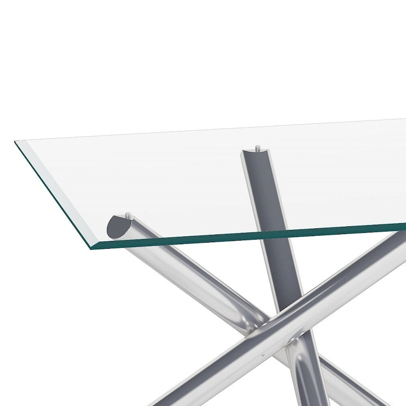 Somette Leilany 42 x 72 Rectangular Dining Table - Stainless Steel