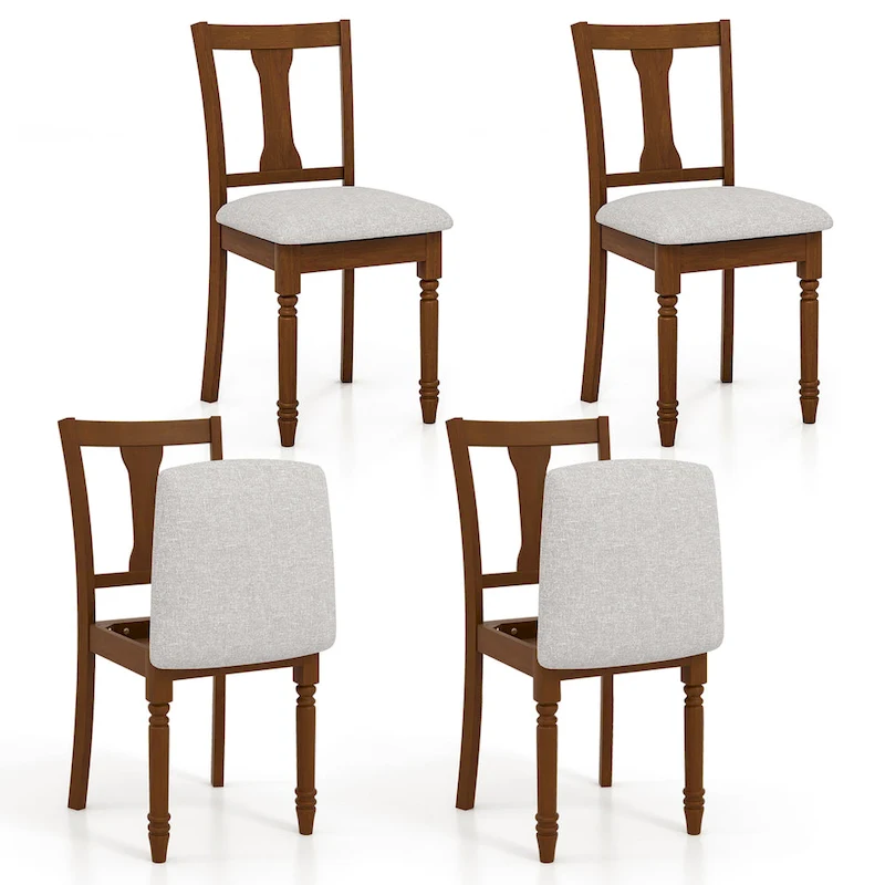 Gymax Set of 4 Upholstered Wooden Dining Chair w/ Seat Storage Space