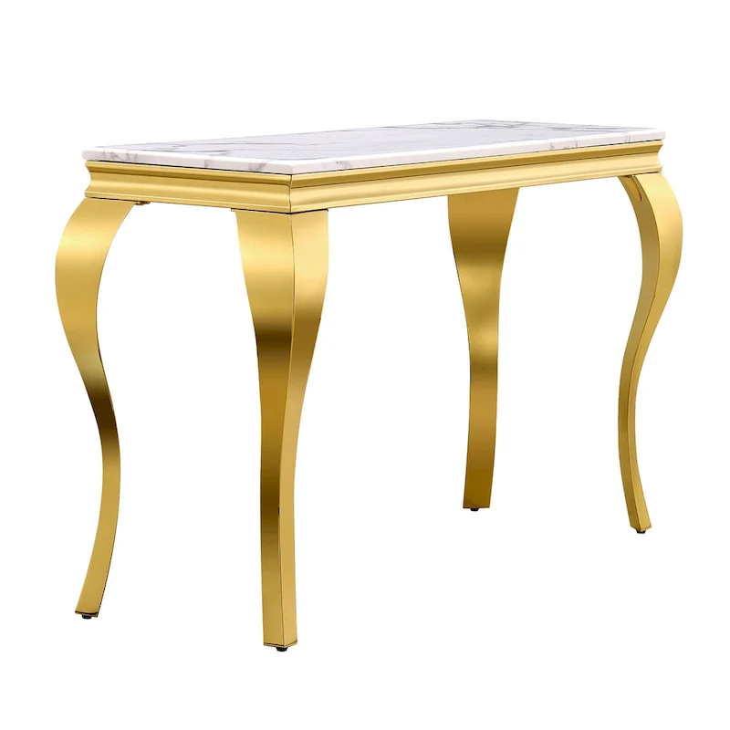 Console Table with Textured Top and Metal Legs