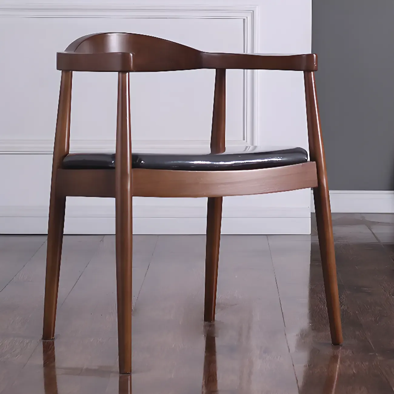 Brown Upholstered Dining Chair with Armrests