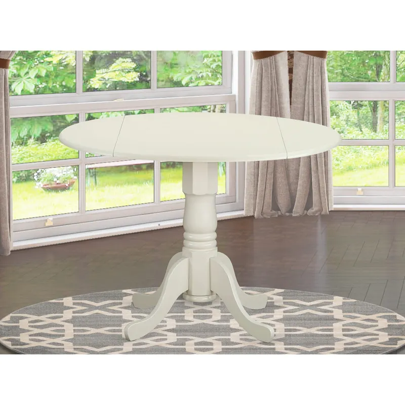 Round Dining Table with Drop Leaf and Pedestal Base - 42 Inch - Seats 4