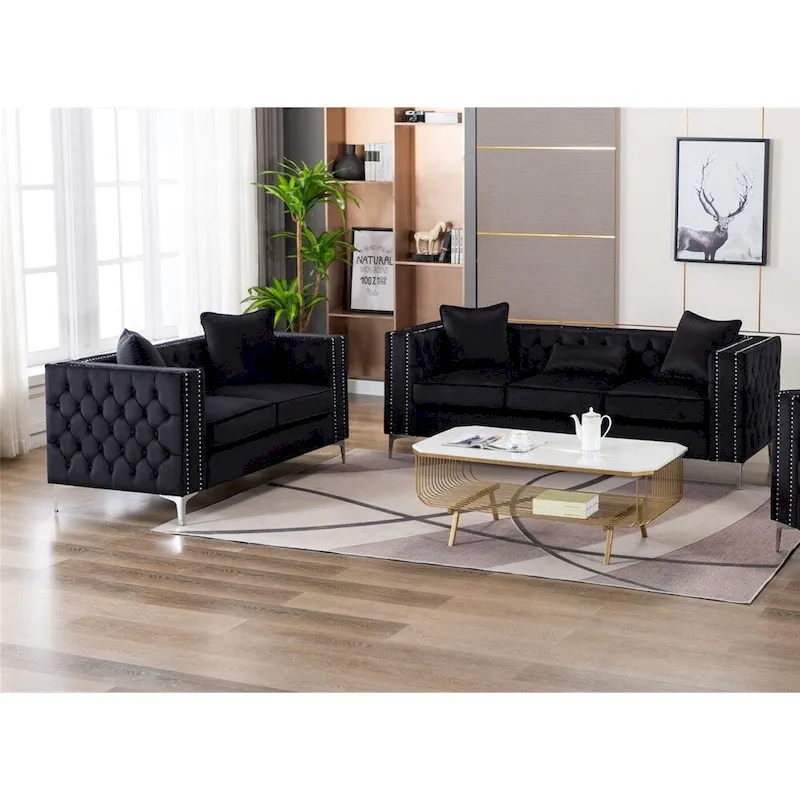 Velvet Fabric Sofa Loveseat Living Room