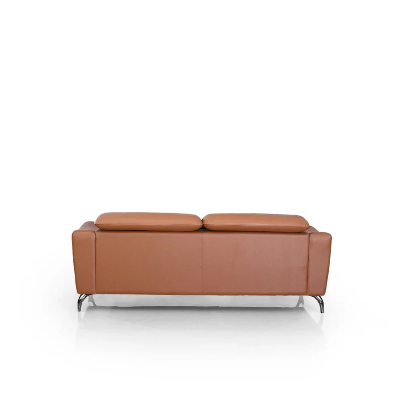 Divani Casa Danis Modern Cognac Leather Brown Sofa