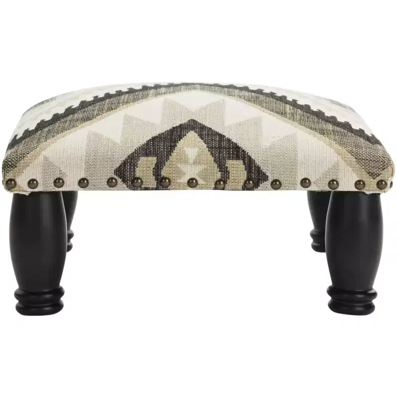 Makalo Footstool - MCR4597 - Ikat/Black - Safavieh