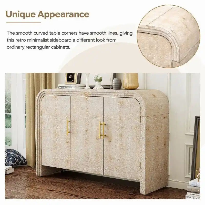 47.2 W Sideboard with Gold Handles and Adjustable Dividers - N/A