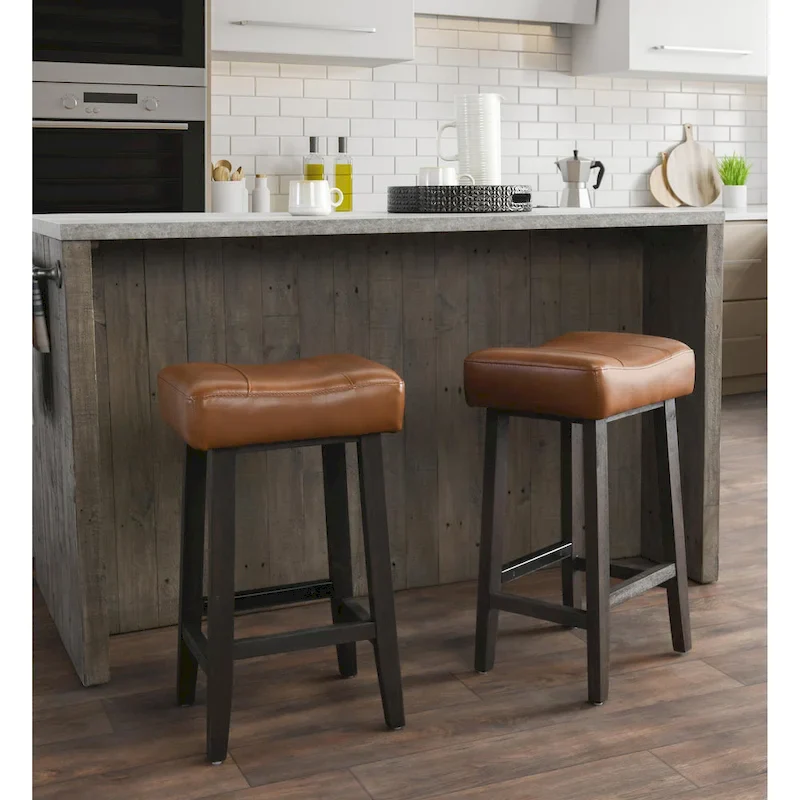Butterscotch and Dark Brown Backless Counter Stool