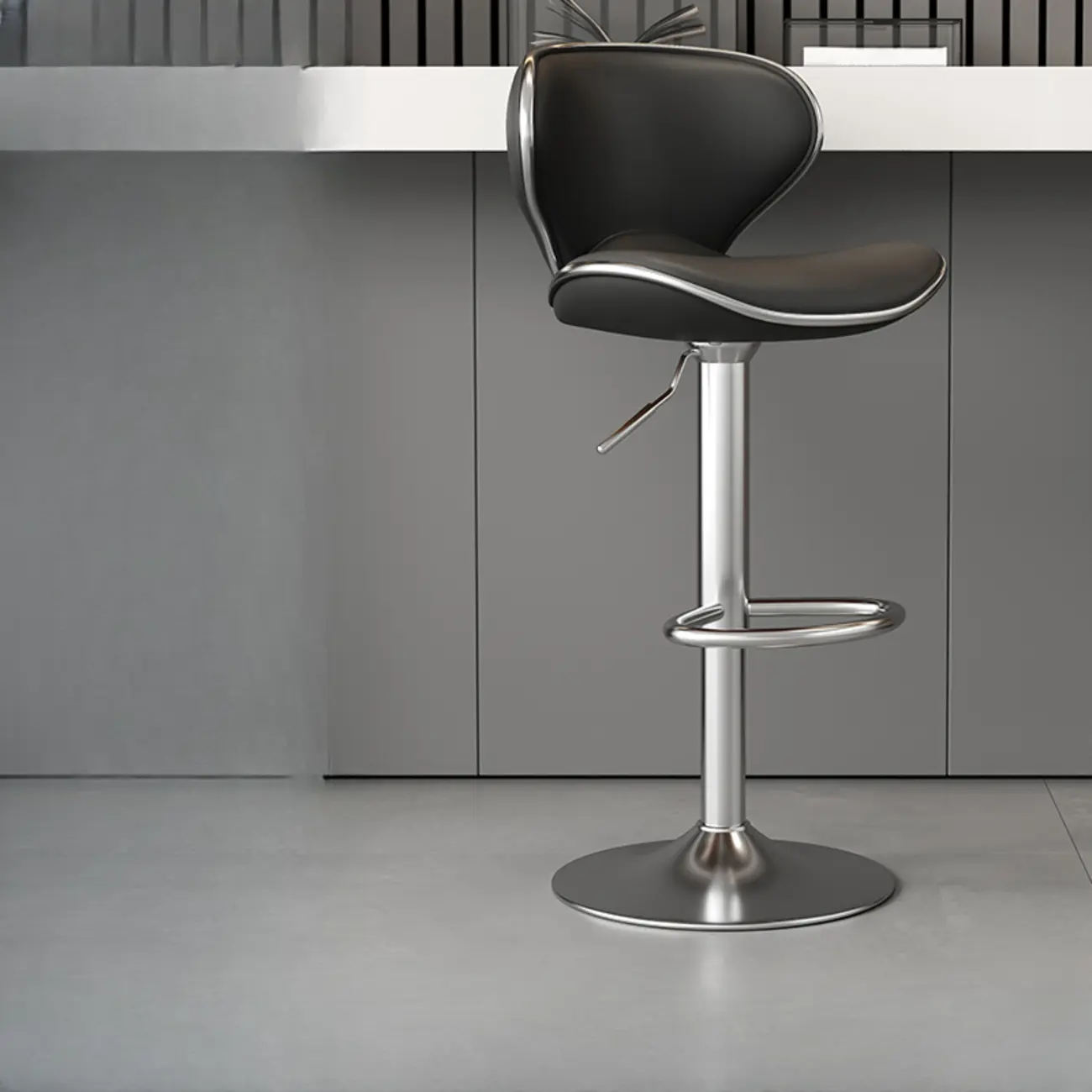 Leather Cushioned Saddle Swivel Adjustable Bar Stool