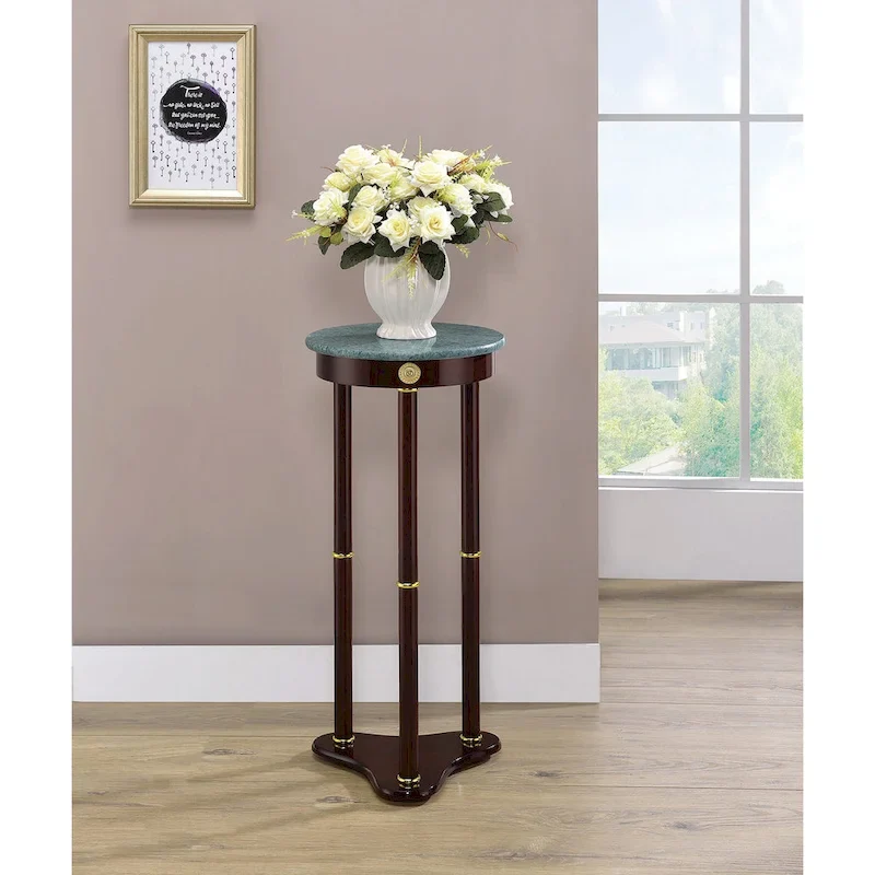 Round Marble Top Accent Table, Merlot