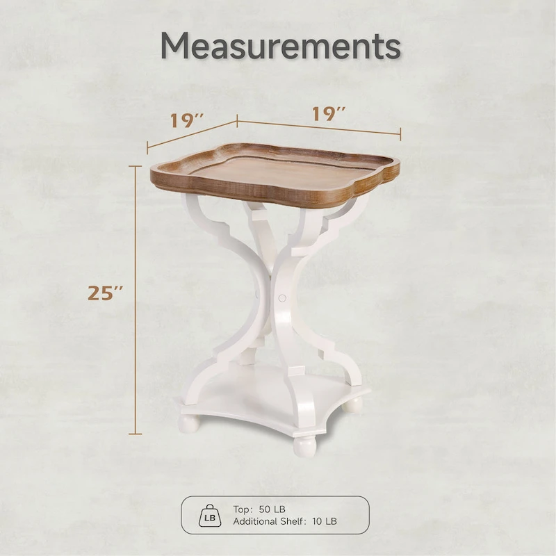 COZAYH Rustic Farmhouse Tray Top End Table