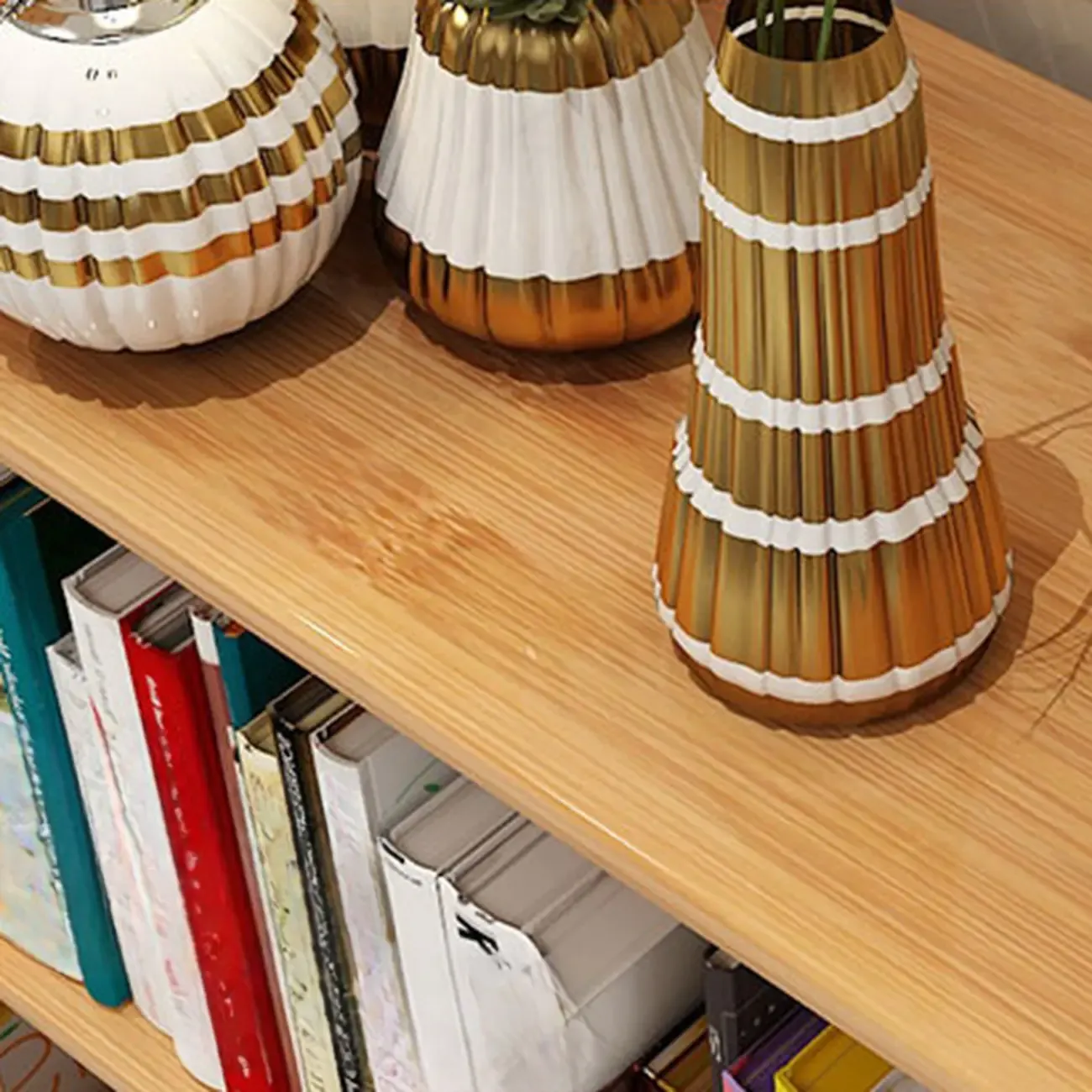 Elegant Nutural Bamboo Vertical Open Back Bookcase