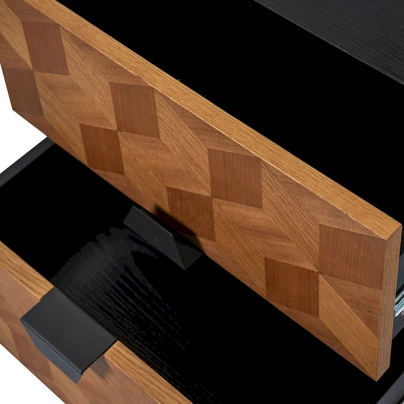 Apakah Modern 25Tall 2-Drawer Nightstand with Charging Station and Adjustable Legs Set of 2 by HULALA HOME