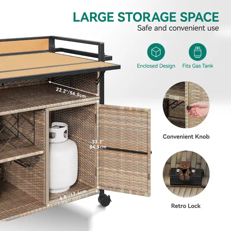 Moasis 54.3 Wicker Bar Cart