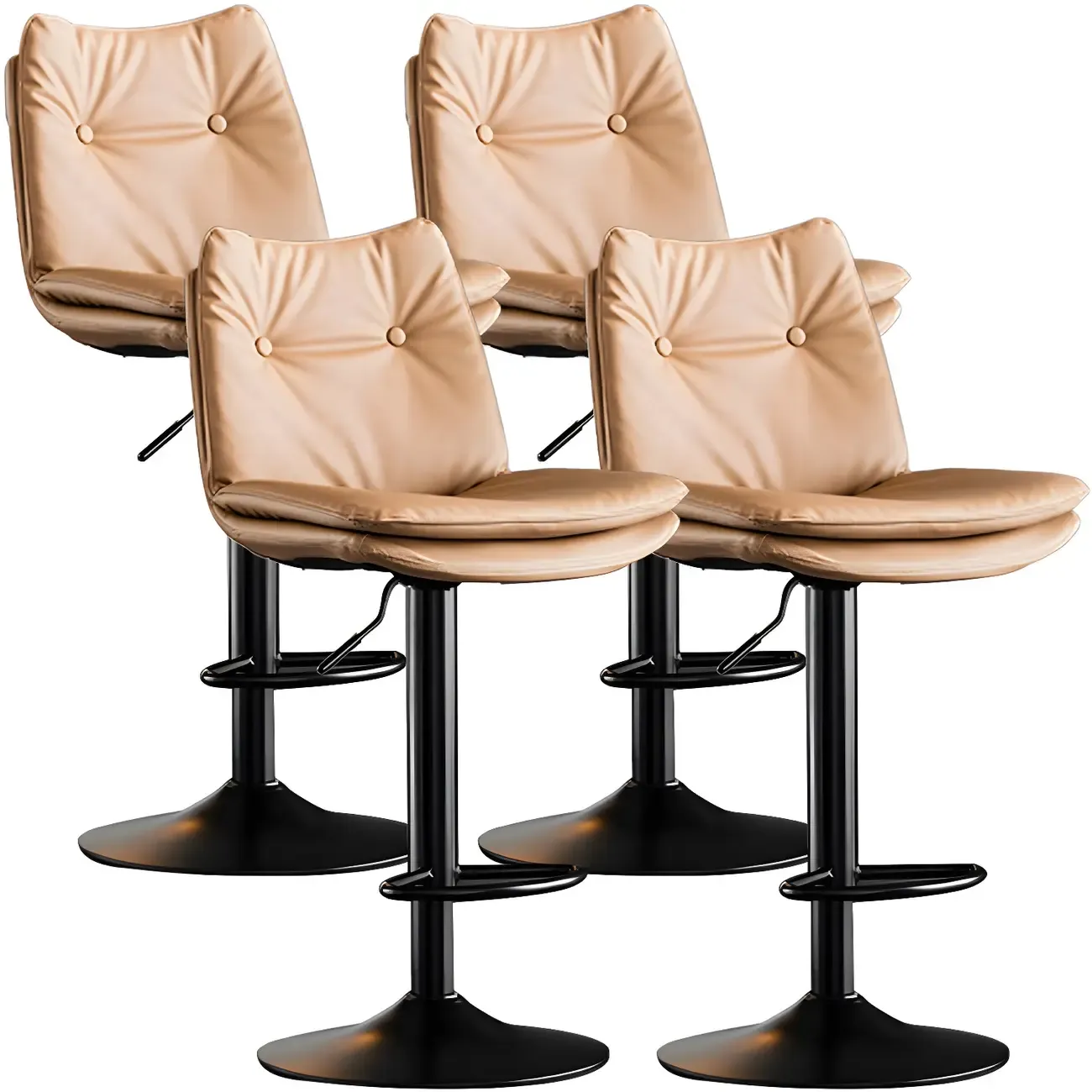 Modern Adjustable Leather Swivel Bar Stools
