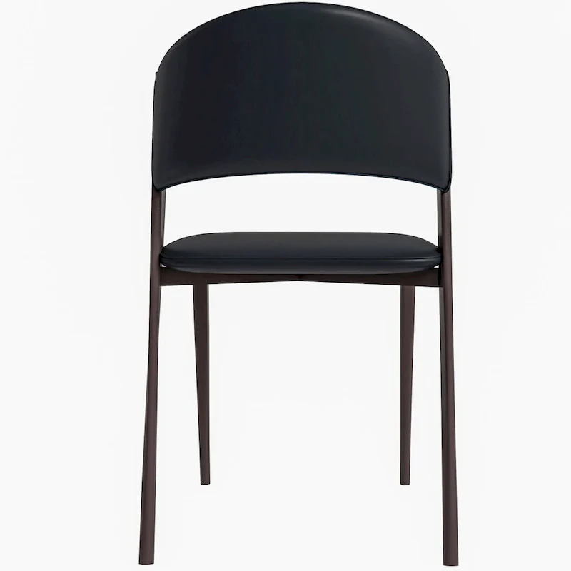 Dining Chair - Black Leather - Metal Legs