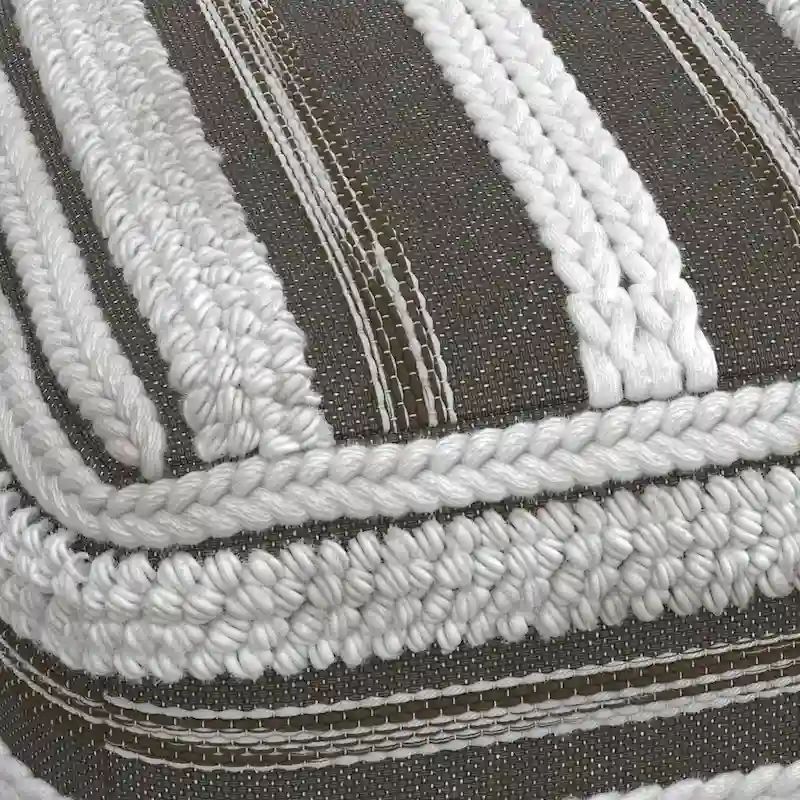 WYNDENHALL Silva Boho Square Pouf in Handloom Woven Pattern