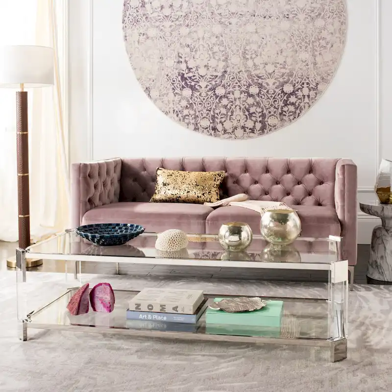 SAFAVIEH Couture Begoa Clear Glass Coffee Table - 58 W x 26 L x 16 H - 58Wx26Dx16H