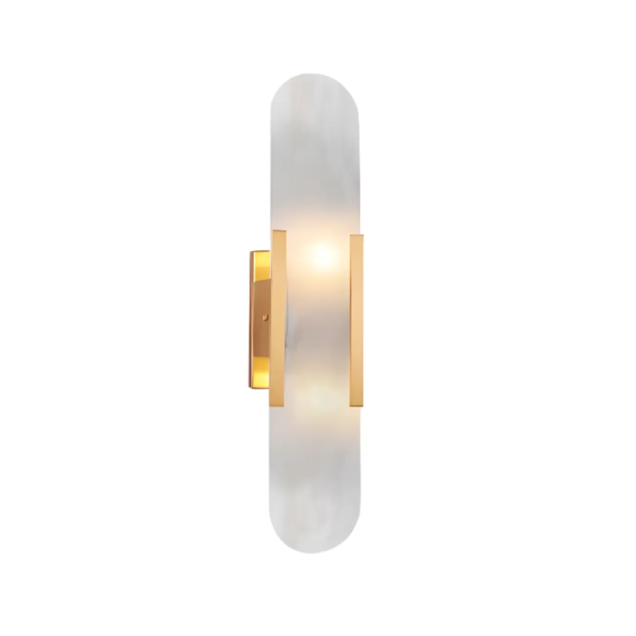 Modern Brass Oval Wall Light with Stone Chalk Shade