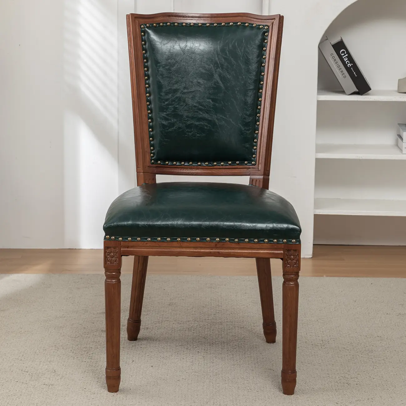 Mid Century Modern Solid Back Armless Wooden Dining Chairs