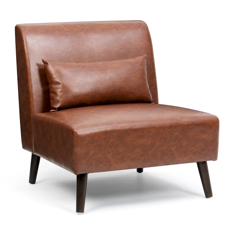 Accent Chair Upholstered Sofa Chair PU Faux Leather Wood Frame with Pillow - 28.74 W x 30.71 D x 31.50 H