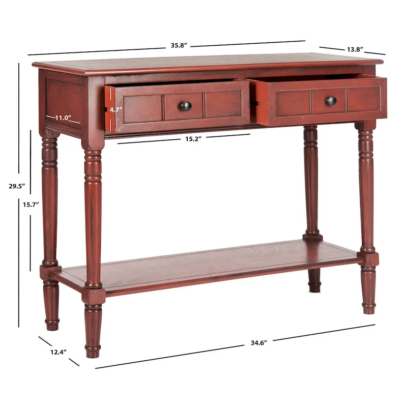 SAFAVIEH Camilla Grey 2-Drawer Console Table - 35.8 x 13.8 x 29.5 - 36Wx14Dx30H
