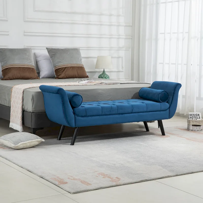 Upholstered Tufted Ottoman Bench